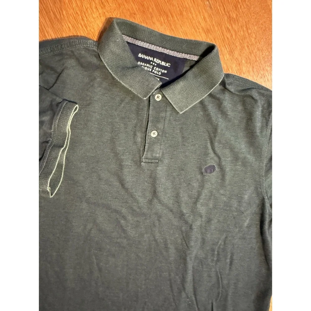 Banana Republic‎ Polo Shirt XL Tall Green Organic Cotton Pique Logo